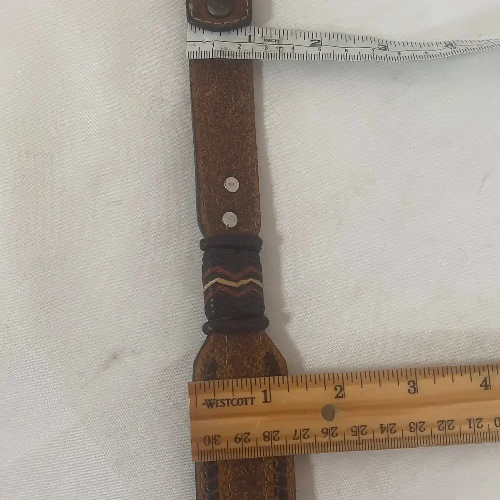 Southwest Top Grain Cowhide Leather Western Belt Beaded NO BUCKLE Size 28